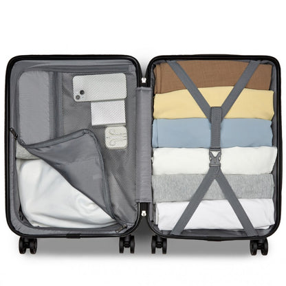 KSS2495 - Supercase 20 Inch Sleek Geometric Pattern Hard Shell ABS+PC Cabin Carry-On Suitcase with TSA Lock - Black - Luggage eStore