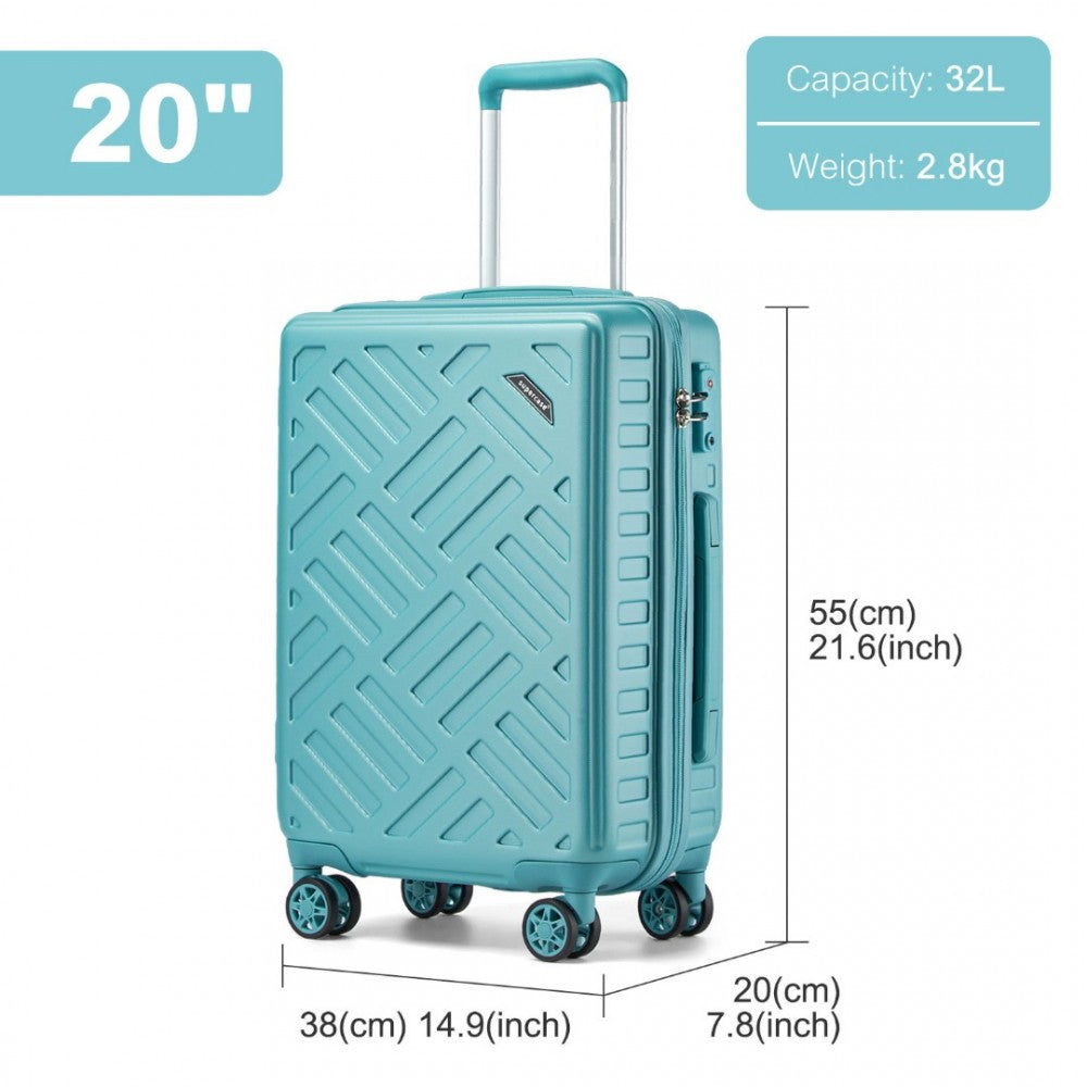 KSS2495 - Supercase 20 Inch Sleek Geometric Pattern Hard Shell ABS+PC Cabin Carry-On Suitcase with TSA Lock - Blue - Luggage eStore