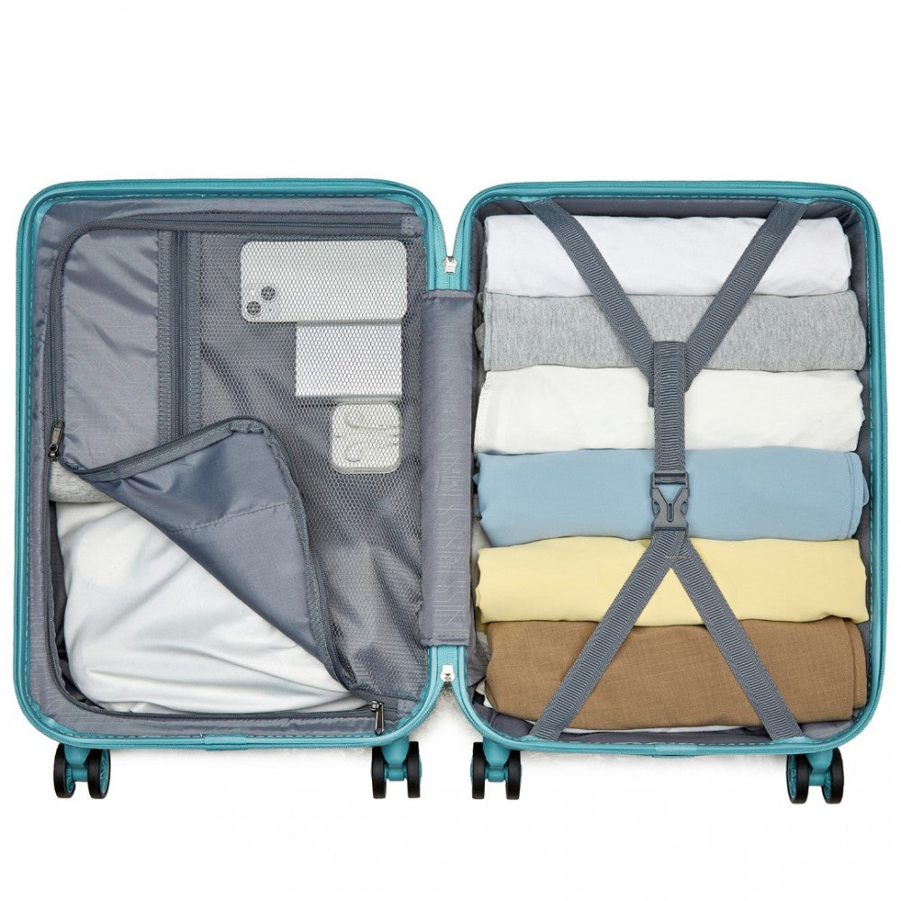 KSS2495 - Supercase 20 Inch Sleek Geometric Pattern Hard Shell ABS+PC Cabin Carry-On Suitcase with TSA Lock - Blue - Luggage eStore