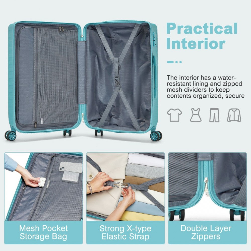 KSS2495 - Supercase 20 Inch Sleek Geometric Pattern Hard Shell ABS+PC Cabin Carry-On Suitcase with TSA Lock - Blue - Luggage eStore