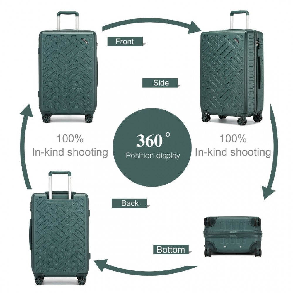 KSS2495 - Supercase 20 Inch Sleek Geometric Pattern Hard Shell ABS+PC Cabin Carry-On Suitcase with TSA Lock - Military Green - Luggage eStore