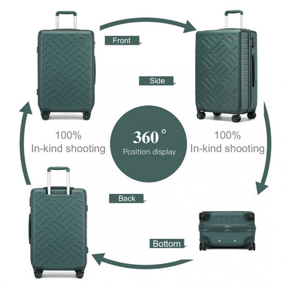 KSS2495 - Supercase 20 Inch Sleek Geometric Pattern Hard Shell ABS+PC Cabin Carry-On Suitcase with TSA Lock - Military Green - Luggage eStore