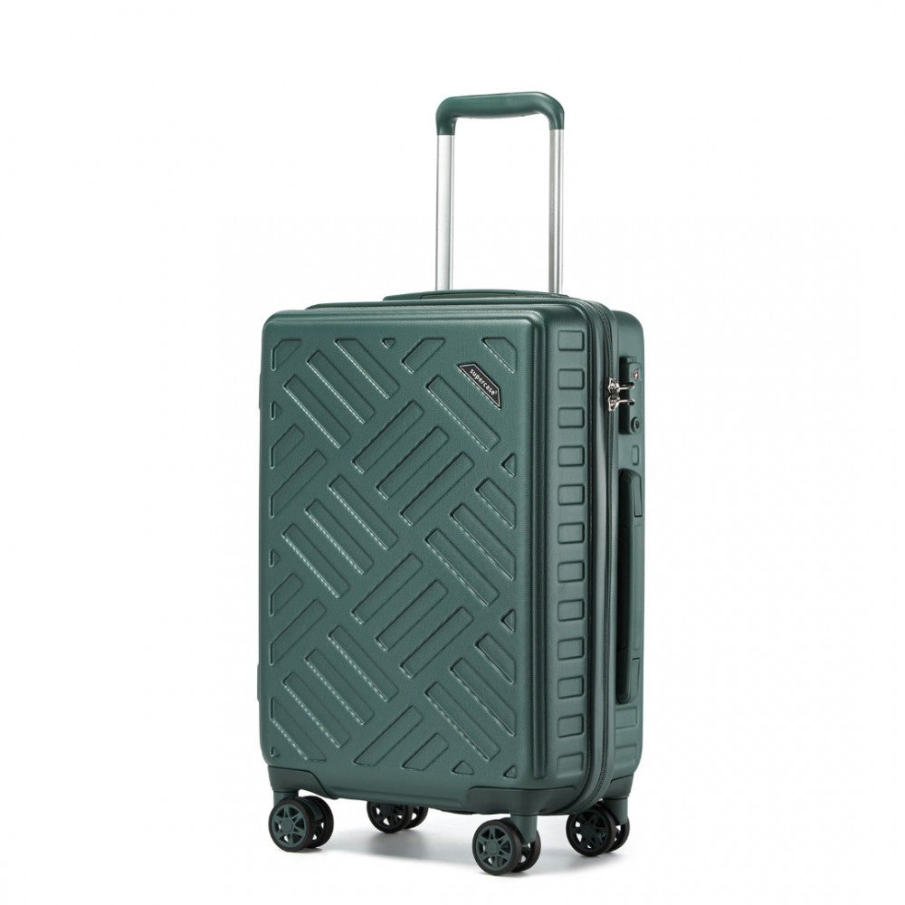 KSS2495 - Supercase 20 Inch Sleek Geometric Pattern Hard Shell ABS+PC Cabin Carry-On Suitcase with TSA Lock - Military Green - Luggage eStore