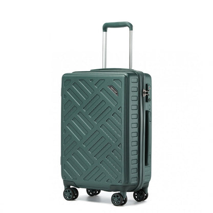 KSS2495 - Supercase 20 Inch Sleek Geometric Pattern Hard Shell ABS+PC Cabin Carry-On Suitcase with TSA Lock - Military Green - Luggage eStore