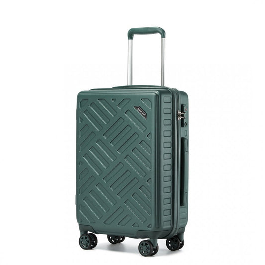 KSS2495 - Supercase 20 Inch Sleek Geometric Pattern Hard Shell ABS+PC Cabin Carry-On Suitcase with TSA Lock - Military Green - Luggage eStore
