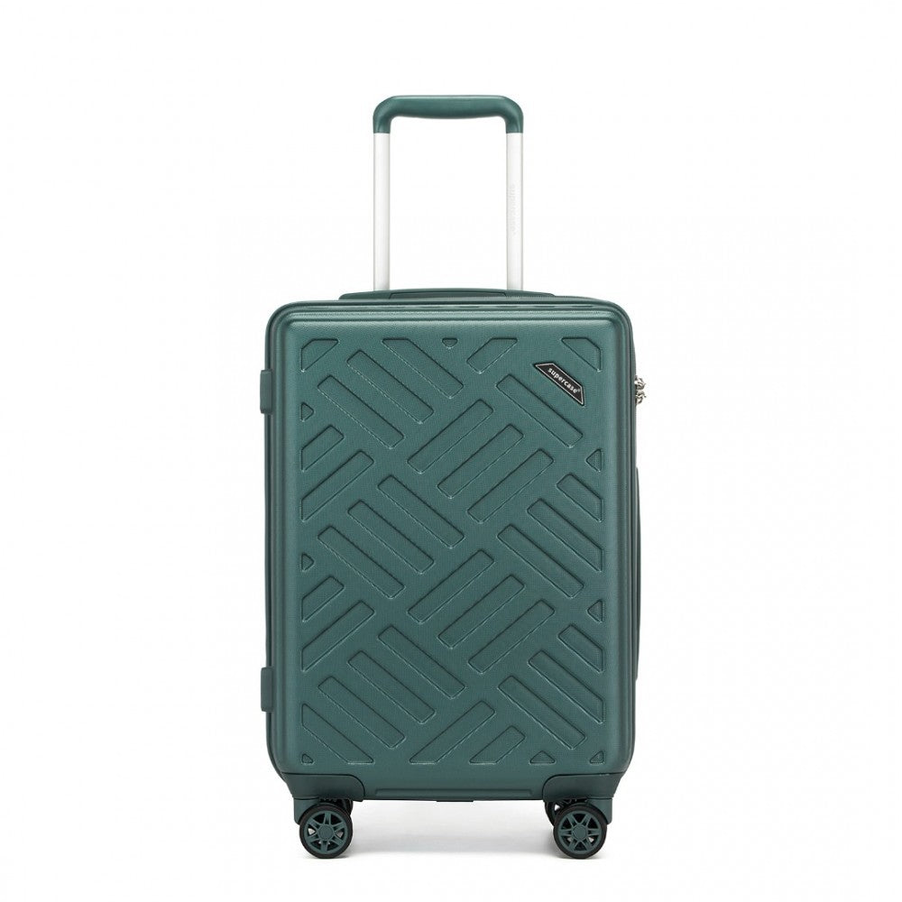 KSS2495 - Supercase 20 Inch Sleek Geometric Pattern Hard Shell ABS+PC Cabin Carry-On Suitcase with TSA Lock - Military Green - Luggage eStore