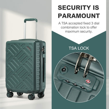 KSS2495 - Supercase 20 Inch Sleek Geometric Pattern Hard Shell ABS+PC Cabin Carry-On Suitcase with TSA Lock - Military Green - Luggage eStore