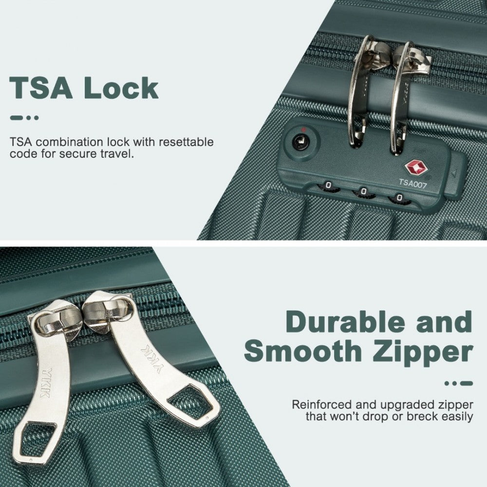 KSS2495 - Supercase 20 Inch Sleek Geometric Pattern Hard Shell ABS+PC Cabin Carry-On Suitcase with TSA Lock - Military Green - Luggage eStore