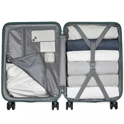 KSS2495 - Supercase 20 Inch Sleek Geometric Pattern Hard Shell ABS+PC Cabin Carry-On Suitcase with TSA Lock - Military Green - Luggage eStore