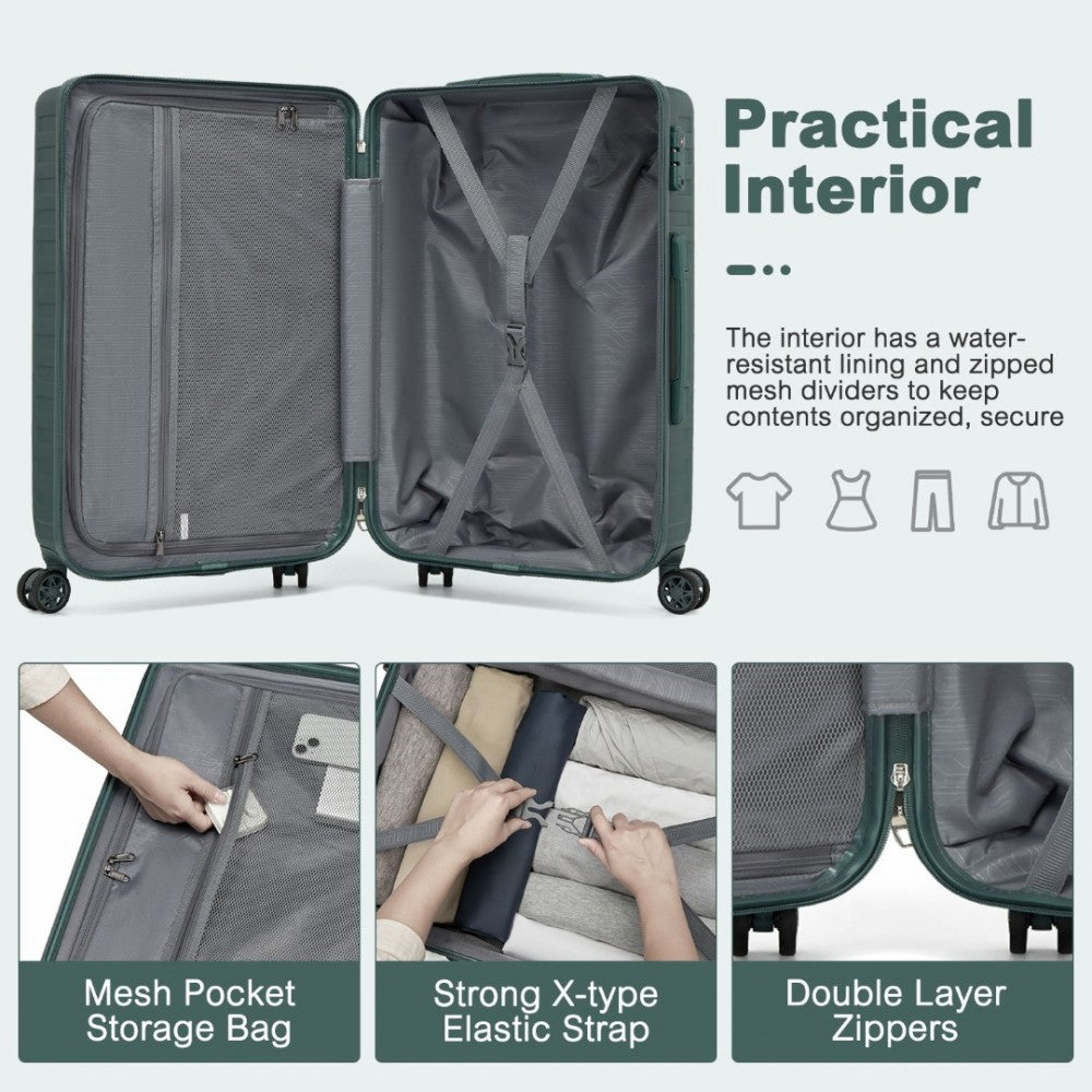 KSS2495 - Supercase 20 Inch Sleek Geometric Pattern Hard Shell ABS+PC Cabin Carry-On Suitcase with TSA Lock - Military Green - Luggage eStore