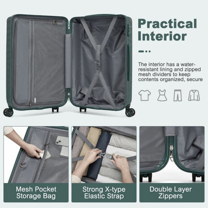 KSS2495 - Supercase 20 Inch Sleek Geometric Pattern Hard Shell ABS+PC Cabin Carry-On Suitcase with TSA Lock - Military Green - Luggage eStore
