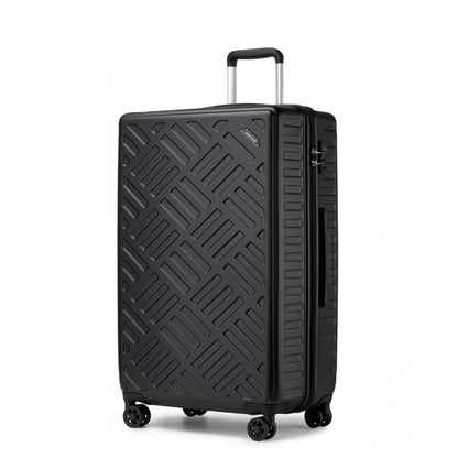 KSS2495 - Supercase 28 Inch Sleek Geometric Pattern Hard Shell ABS+PC Check-In Suitcase with TSA Lock for Effortless Travel - Black - Luggage eStore