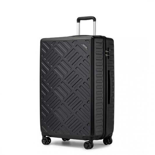 KSS2495 - Supercase 28 Inch Sleek Geometric Pattern Hard Shell ABS+PC Check-In Suitcase with TSA Lock for Effortless Travel - Black - Luggage eStore