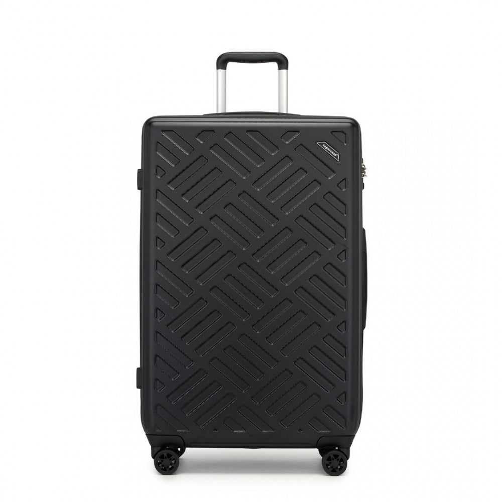 KSS2495 - Supercase 28 Inch Sleek Geometric Pattern Hard Shell ABS+PC Check-In Suitcase with TSA Lock for Effortless Travel - Black - Luggage eStore