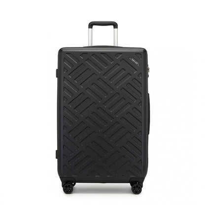 KSS2495 - Supercase 28 Inch Sleek Geometric Pattern Hard Shell ABS+PC Check-In Suitcase with TSA Lock for Effortless Travel - Black - Luggage eStore