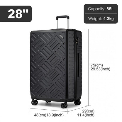 KSS2495 - Supercase 28 Inch Sleek Geometric Pattern Hard Shell ABS+PC Check-In Suitcase with TSA Lock for Effortless Travel - Black - Luggage eStore