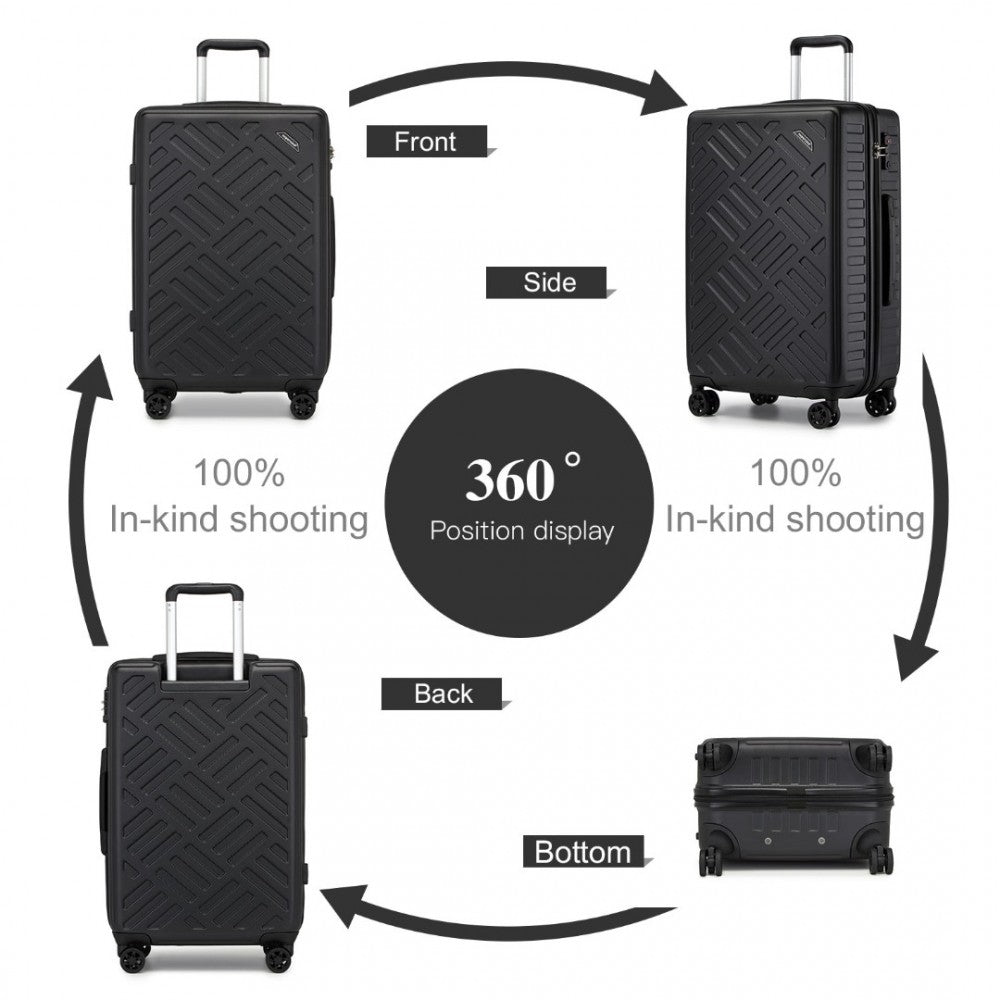 KSS2495 - Supercase 28 Inch Sleek Geometric Pattern Hard Shell ABS+PC Check-In Suitcase with TSA Lock for Effortless Travel - Black - Luggage eStore
