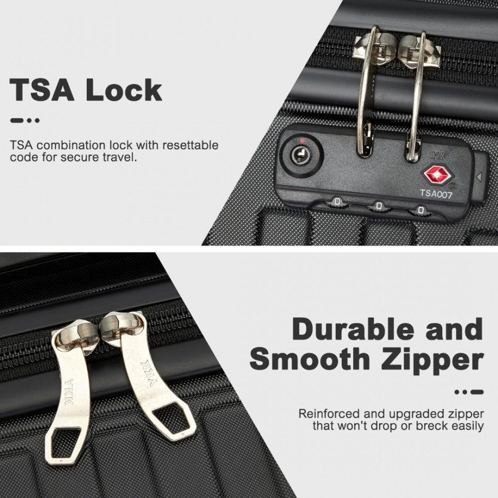KSS2495 - Supercase 28 Inch Sleek Geometric Pattern Hard Shell ABS+PC Check-In Suitcase with TSA Lock for Effortless Travel - Black - Luggage eStore