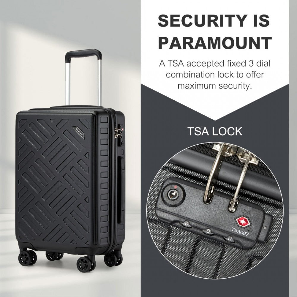 KSS2495 - Supercase 28 Inch Sleek Geometric Pattern Hard Shell ABS+PC Check-In Suitcase with TSA Lock for Effortless Travel - Black - Luggage eStore