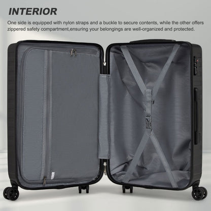KSS2495 - Supercase 28 Inch Sleek Geometric Pattern Hard Shell ABS+PC Check-In Suitcase with TSA Lock for Effortless Travel - Black - Luggage eStore