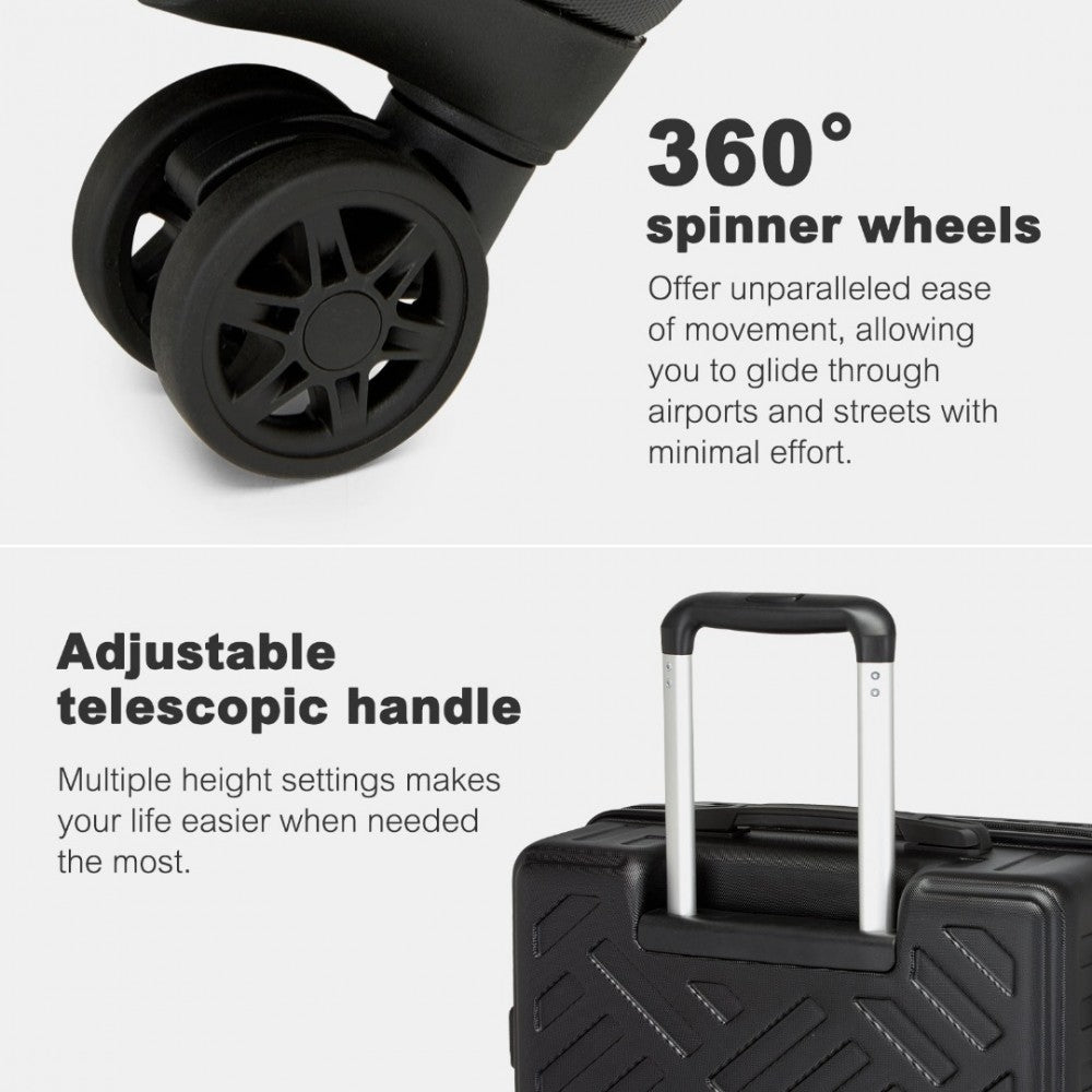 KSS2495 - Supercase 28 Inch Sleek Geometric Pattern Hard Shell ABS+PC Check-In Suitcase with TSA Lock for Effortless Travel - Black - Luggage eStore