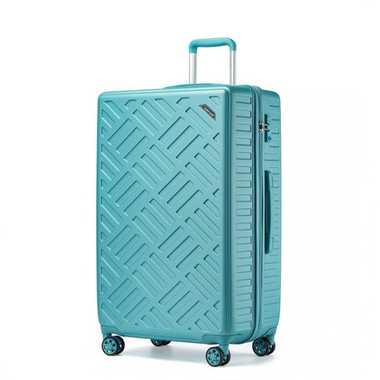 KSS2495 - Supercase 28 Inch Sleek Geometric Pattern Hard Shell ABS+PC Check-In Suitcase with TSA Lock for Effortless Travel - Blue - Luggage eStore