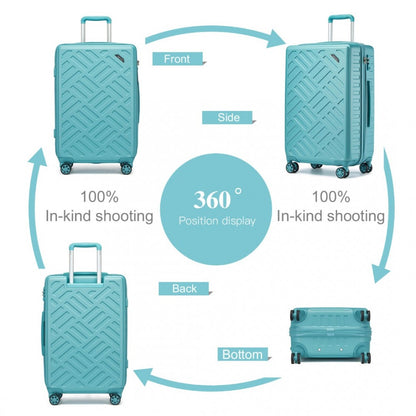 KSS2495 - Supercase 28 Inch Sleek Geometric Pattern Hard Shell ABS+PC Check-In Suitcase with TSA Lock for Effortless Travel - Blue - Luggage eStore