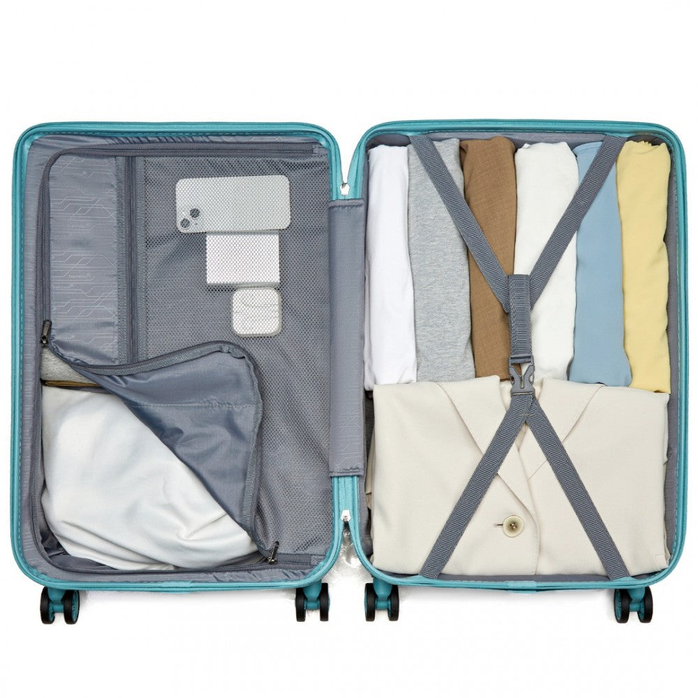 KSS2495 - Supercase 28 Inch Sleek Geometric Pattern Hard Shell ABS+PC Check-In Suitcase with TSA Lock for Effortless Travel - Blue - Luggage eStore