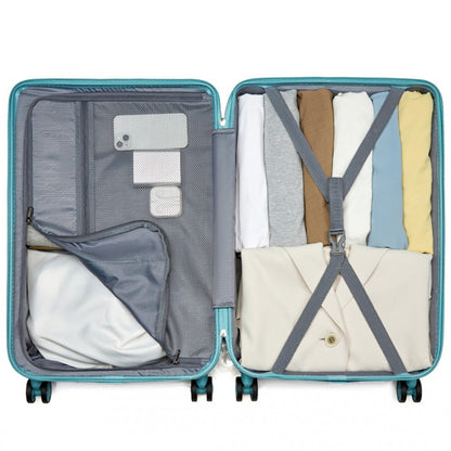 KSS2495 - Supercase 28 Inch Sleek Geometric Pattern Hard Shell ABS+PC Check-In Suitcase with TSA Lock for Effortless Travel - Blue - Luggage eStore