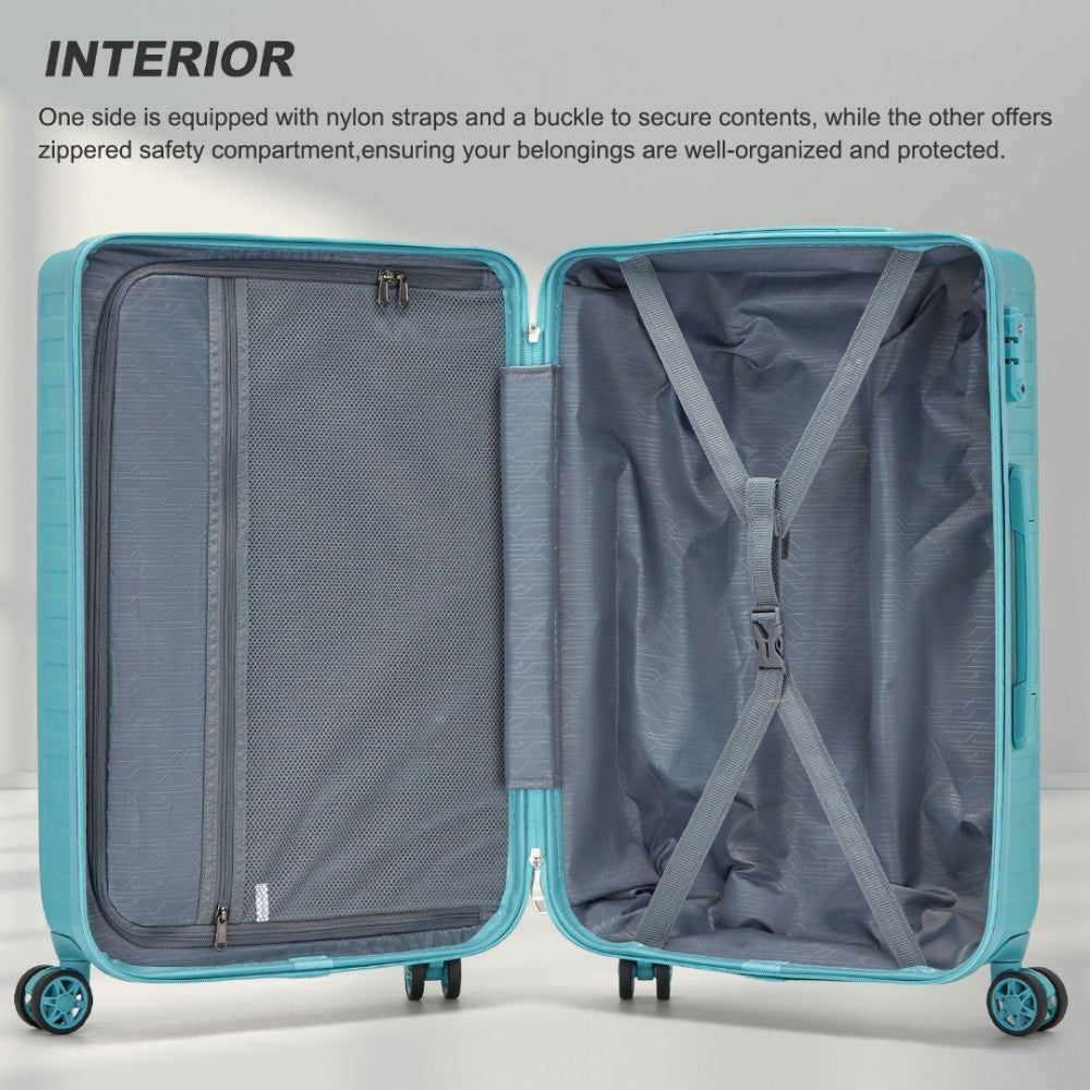 KSS2495 - Supercase 28 Inch Sleek Geometric Pattern Hard Shell ABS+PC Check-In Suitcase with TSA Lock for Effortless Travel - Blue - Luggage eStore