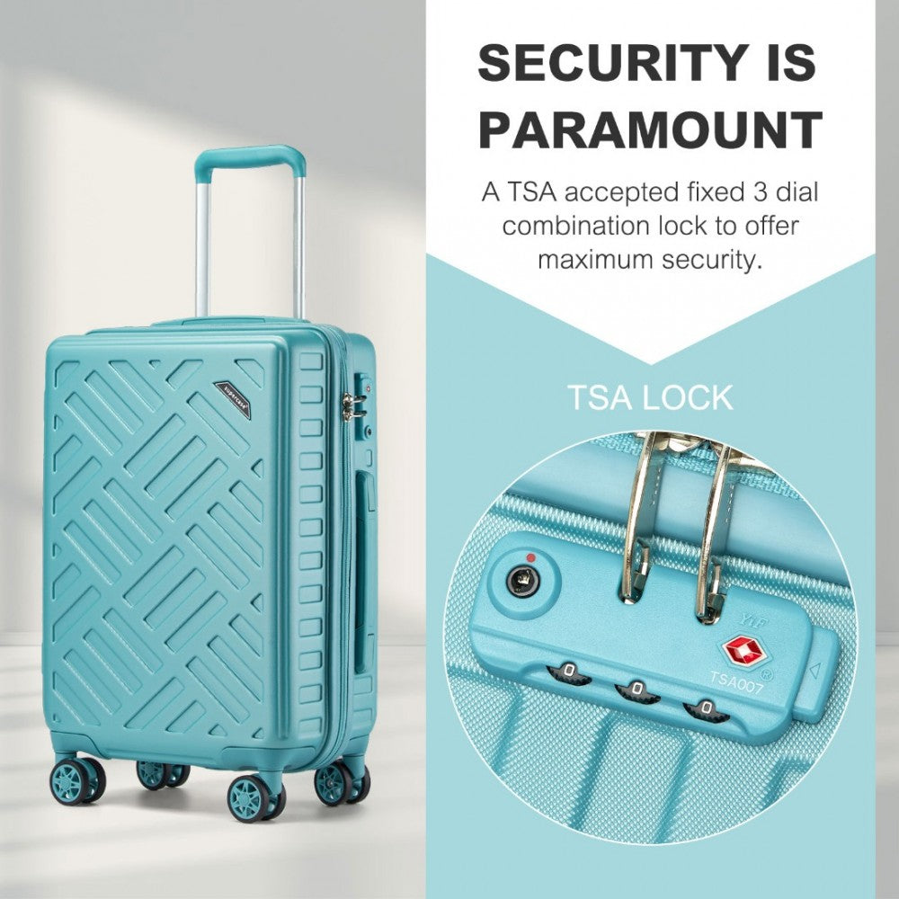 KSS2495 - Supercase 28 Inch Sleek Geometric Pattern Hard Shell ABS+PC Check-In Suitcase with TSA Lock for Effortless Travel - Blue - Luggage eStore