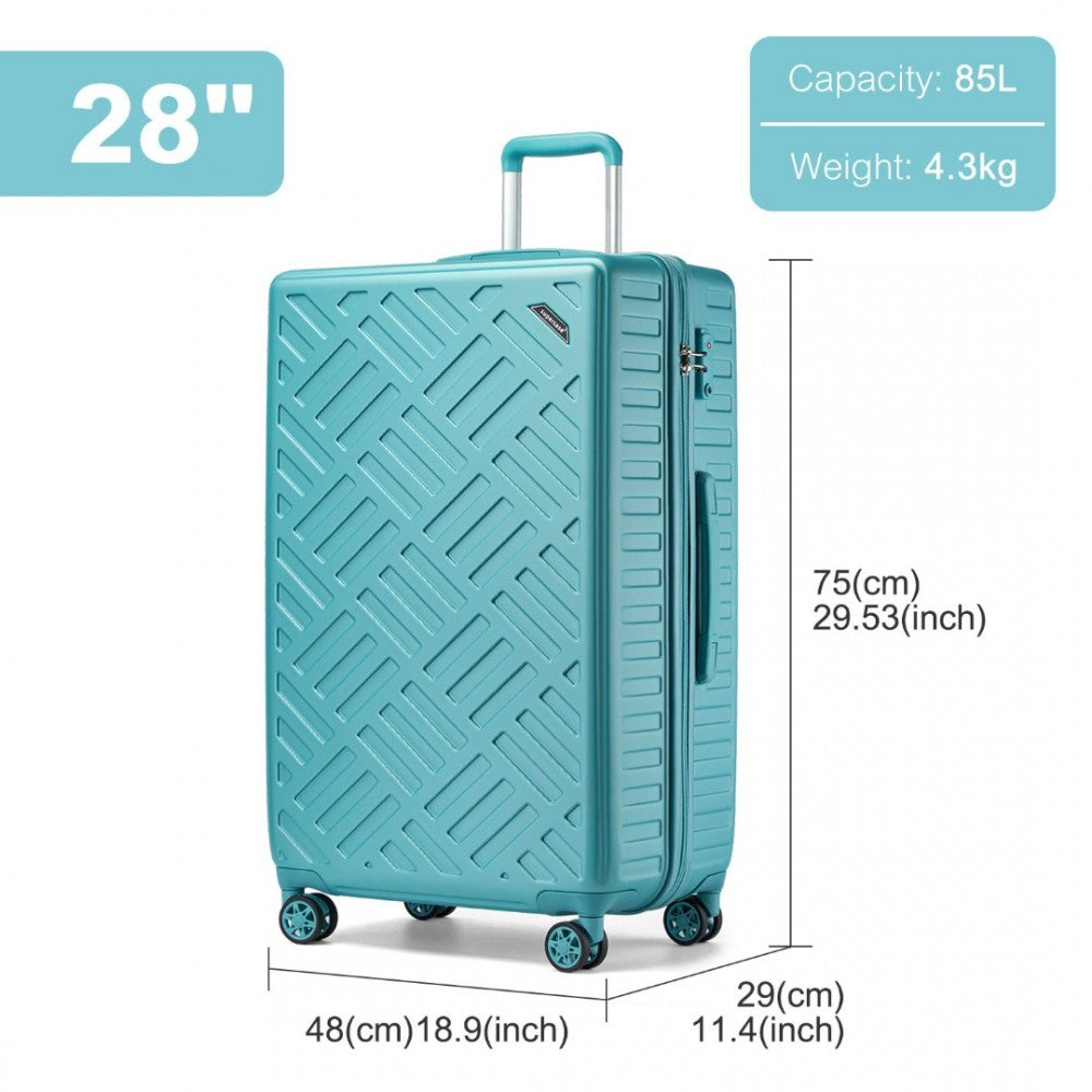 KSS2495 - Supercase 28 Inch Sleek Geometric Pattern Hard Shell ABS+PC Check-In Suitcase with TSA Lock for Effortless Travel - Blue - Luggage eStore