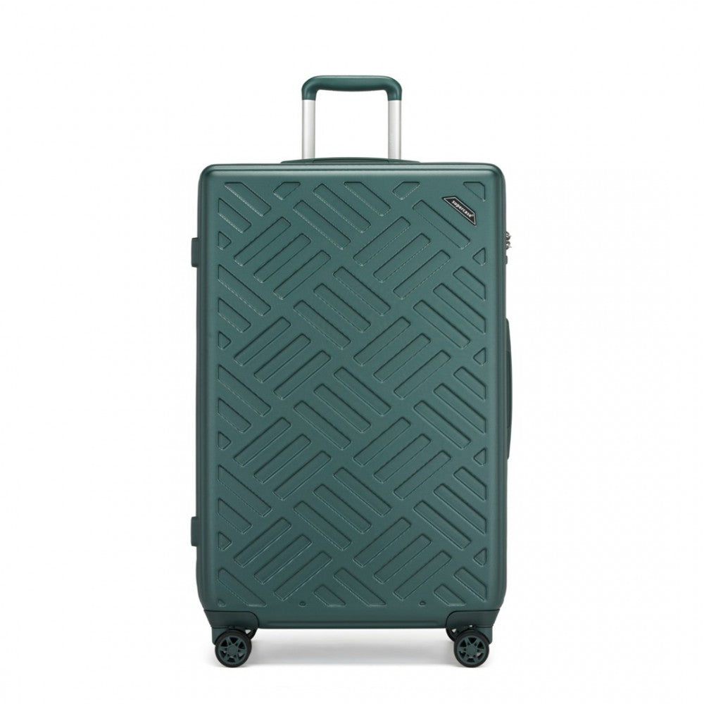 KSS2495 - Supercase 28 Inch Sleek Geometric Pattern Hard Shell ABS+PC Check-In Suitcase with TSA Lock for Effortless Travel - Military Green - Luggage eStore