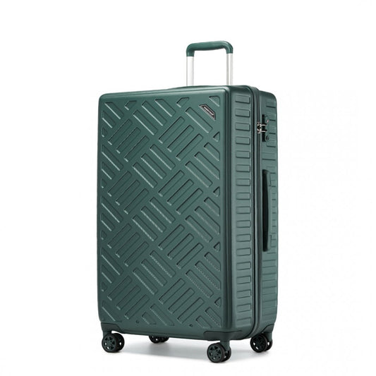KSS2495 - Supercase 28 Inch Sleek Geometric Pattern Hard Shell ABS+PC Check-In Suitcase with TSA Lock for Effortless Travel - Military Green - Luggage eStore
