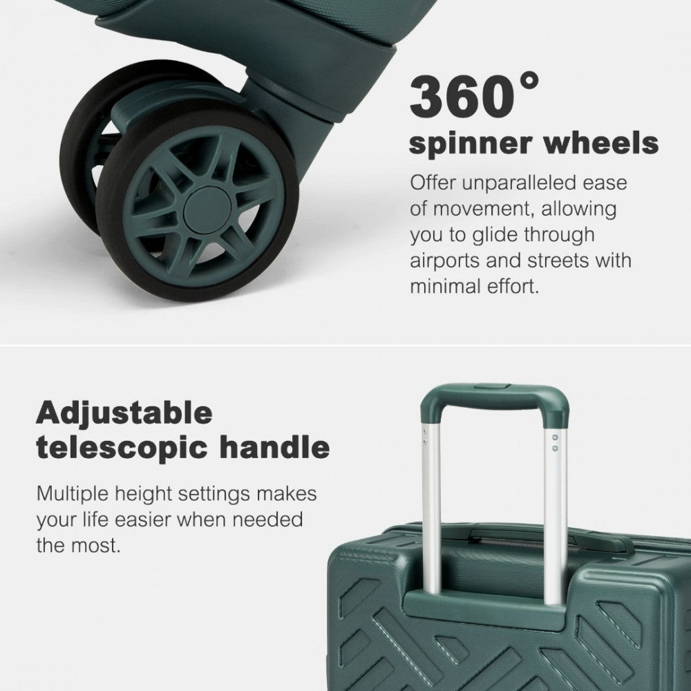 KSS2495 - Supercase 28 Inch Sleek Geometric Pattern Hard Shell ABS+PC Check-In Suitcase with TSA Lock for Effortless Travel - Military Green - Luggage eStore