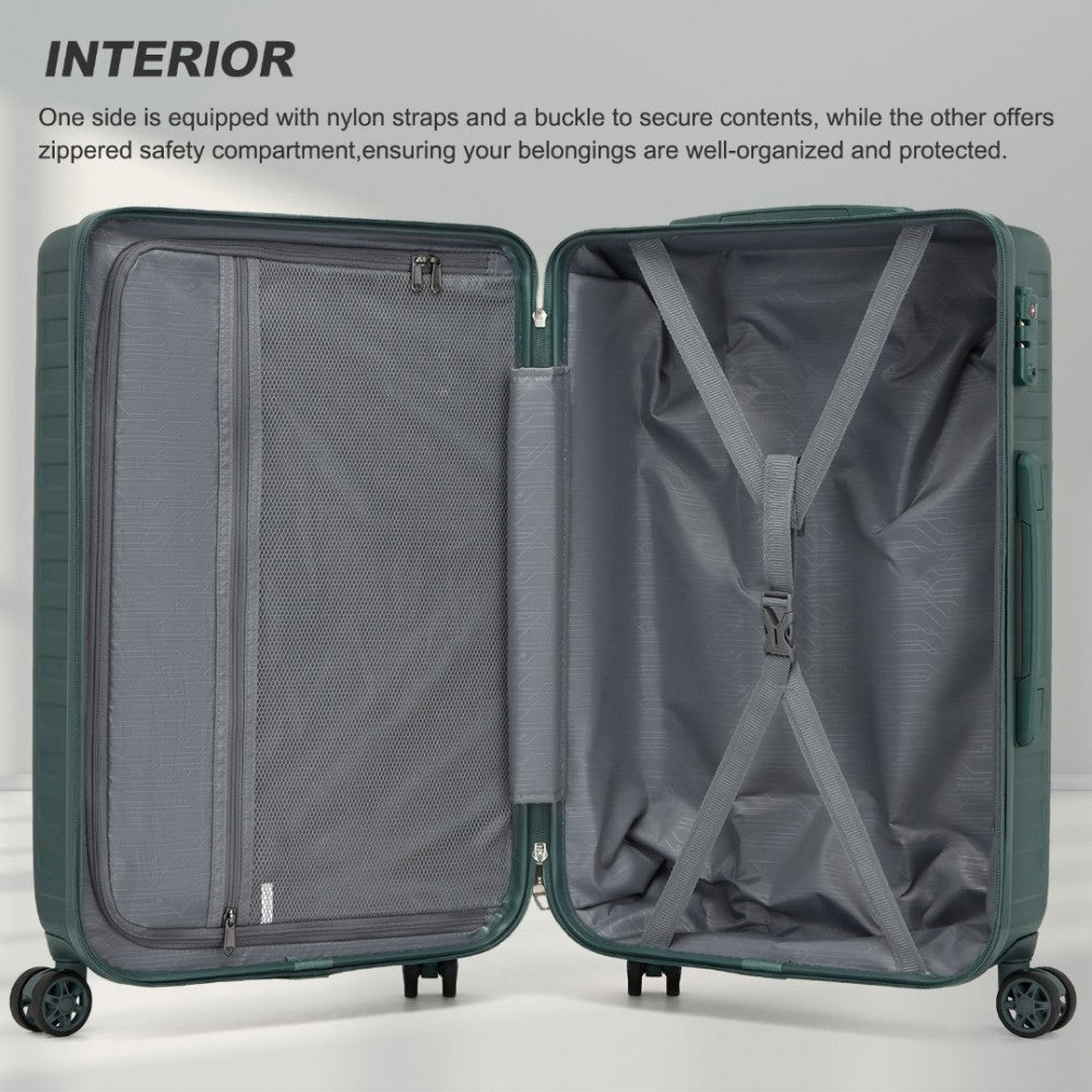 KSS2495 - Supercase 28 Inch Sleek Geometric Pattern Hard Shell ABS+PC Check-In Suitcase with TSA Lock for Effortless Travel - Military Green - Luggage eStore