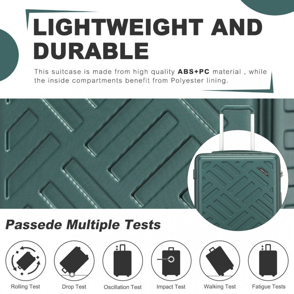 KSS2495 - Supercase 28 Inch Sleek Geometric Pattern Hard Shell ABS+PC Check-In Suitcase with TSA Lock for Effortless Travel - Military Green - Luggage eStore