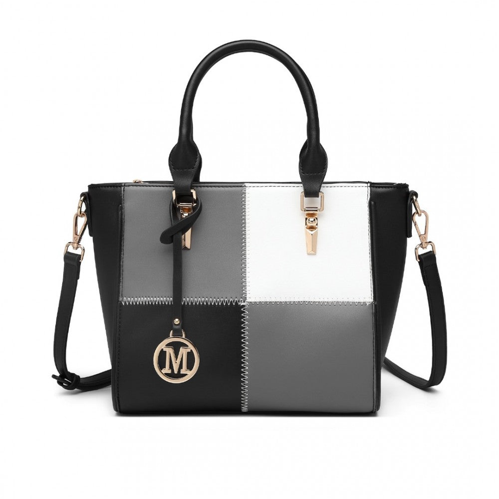 Miss Lulu LG2214 Muti-Colour Combination Handbag in Black - Luggage eStore
