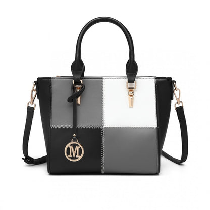Miss Lulu LG2214 Muti-Colour Combination Handbag in Black - Luggage eStore