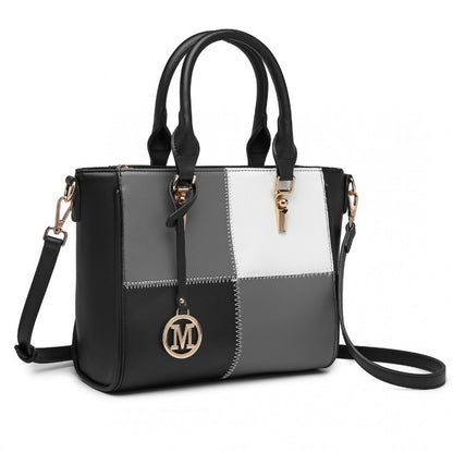 Miss Lulu LG2214 Muti-Colour Combination Handbag in Black - Luggage eStore