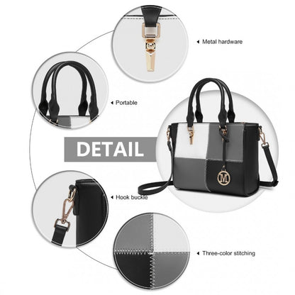 Miss Lulu LG2214 Muti-Colour Combination Handbag in Black - Luggage eStore