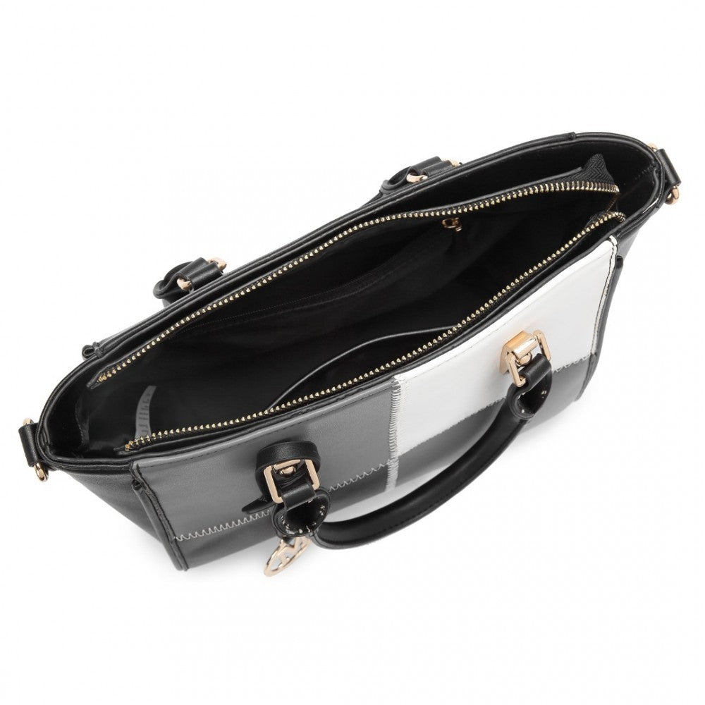 Miss Lulu LG2214 Muti-Colour Combination Handbag in Black - Luggage eStore