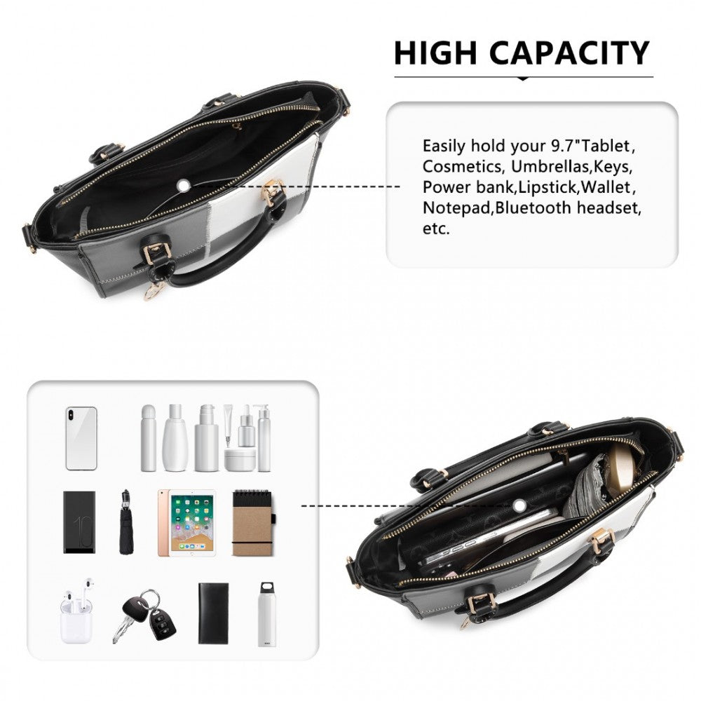 Miss Lulu LG2214 Muti-Colour Combination Handbag in Black - Luggage eStore