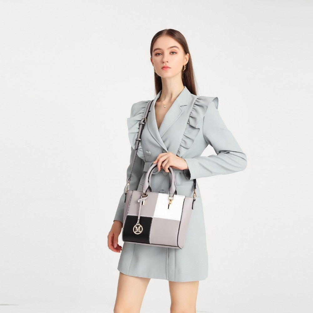 Miss Lulu LG2214 Muti-Colour Combination Handbag in Black - Luggage eStore